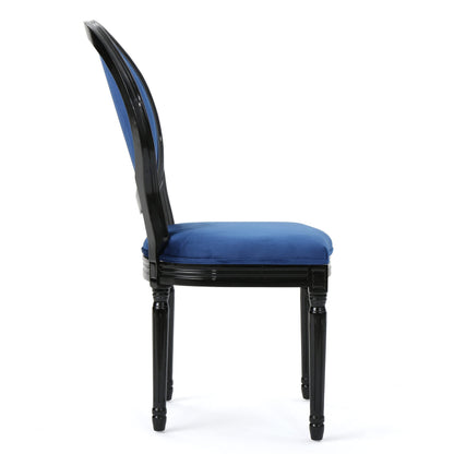 Christopher Knight Home Camille Traditional Velvet Dining Chairs, 2-Pcs Set, Navy Blue / Gloss Black