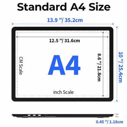 Heanolier Rechargeable A4 Light Board with Stand & Padded Case,7100Lux Bright Magnetic Light Pad with Side Buttons,Wireless Light Box for Tracing,LED Light Table for Diamond Painting,Sketching,Drawing