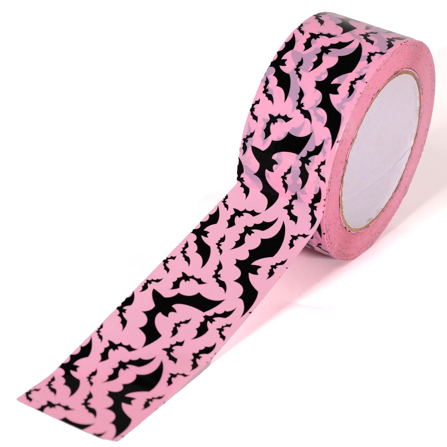 Whaline 109 Yard Halloween Packing Tape Pink Black Bat Decorative Gift Wrapping Tape for Small Business DIY Crafts Box Carton Decor
