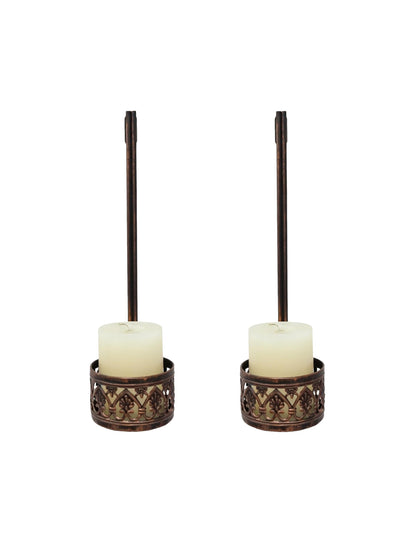 Wall Candle Sconces Set of 2, Antique Bronze Filigree Wall Mounted Candle Holder, Decorative Metal Candle Sconce for Living Room, Farmhouse, Fireplace, Gothic Home Decor (Shape-1)
