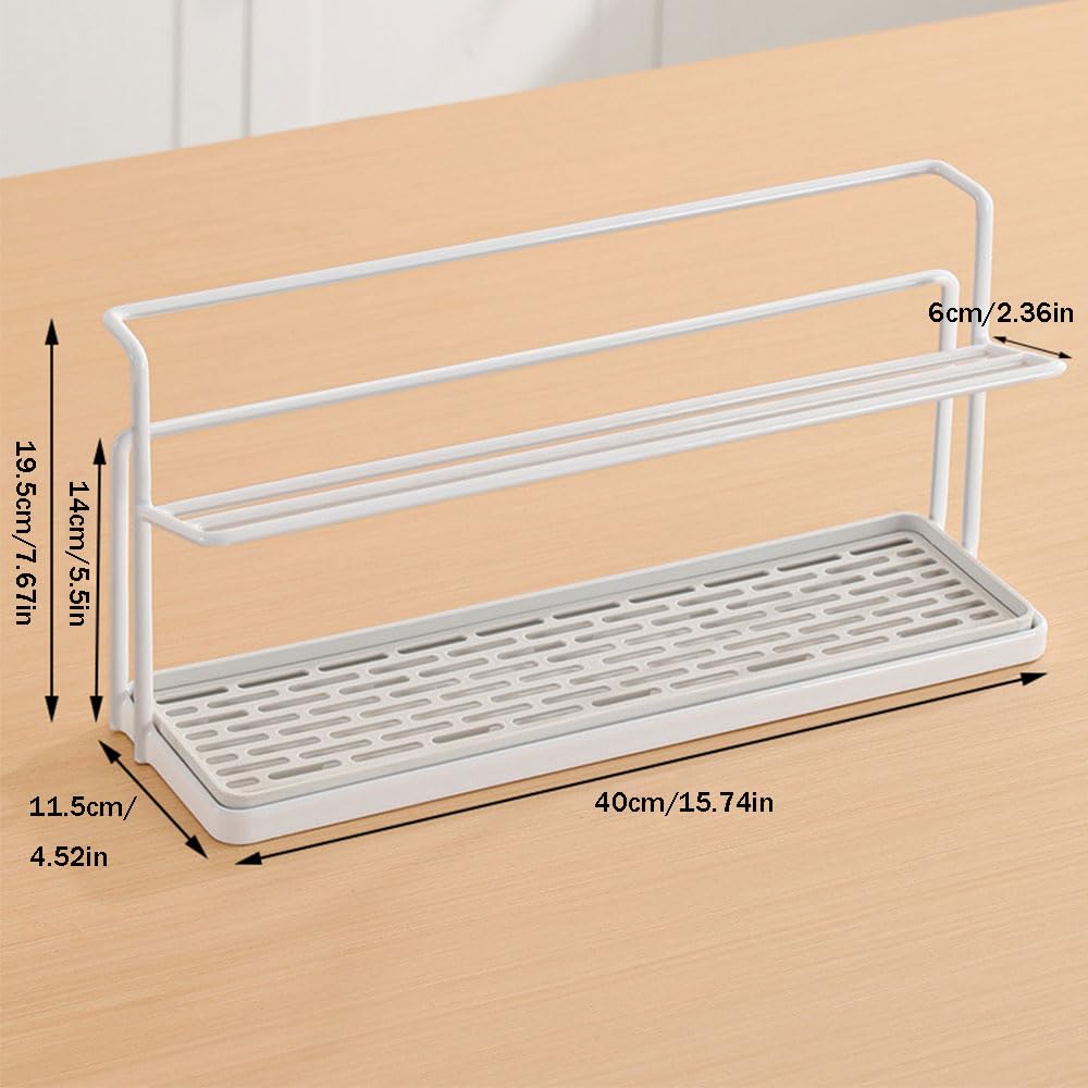 Earssa Water Bottle Drying Rack Cup Storage with Drain Tray Mug Organizer for Kitchen - 2 Tiers (Black)