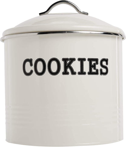JOEY'Z Large 1.25 Gallon Airtight Cookie Jar with Lid - Large Cookie Jars with Lids, Ivory Counter Decorative - Makes a Great Dog Treat Jar