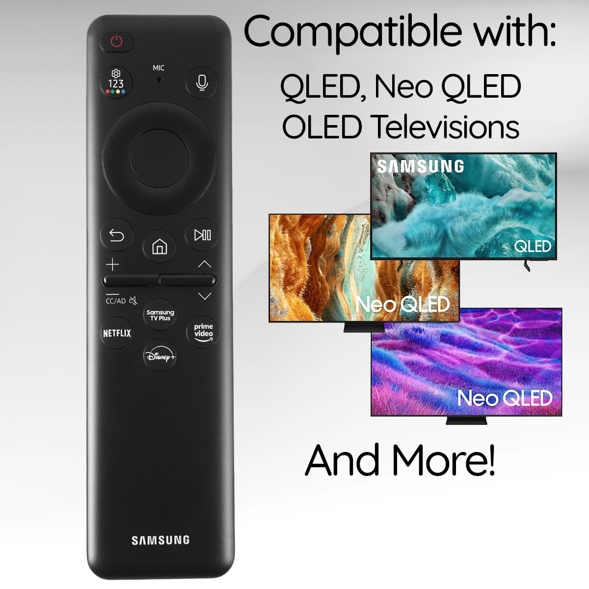 Ceybo Original Solar Voice Remote Control Replacement with YouTube Netflix Shortcut for Samsung Smart TVs, Compatible with Neo QLED 8K, QLED (BN59-01480A)