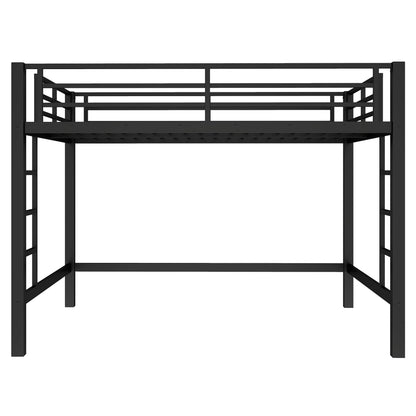 Bellemave Loft Bed Queen Size, Heavy Duty Loft Bed Frame with 2 Build in Ladder and Full Length Guardrail, Easy Assemble, Noise Free Design, No Box Spring Needed, Black