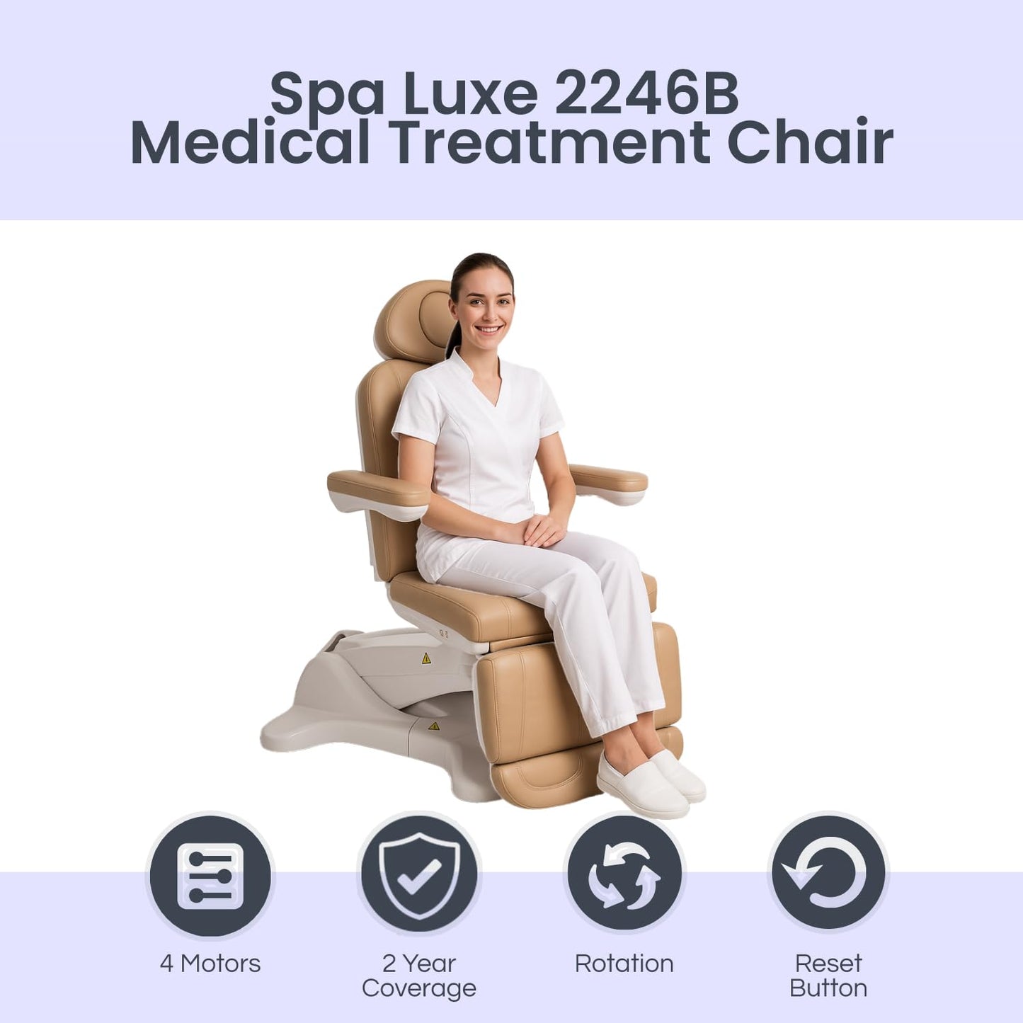 Spa Luxe - Spa Chair for Esthetician, Electric Facial Bed with 240° Rotation, 4 Motors, and Adjustable Headrest, Professional Medical Spa Exam Chair - 2246B, (Black)