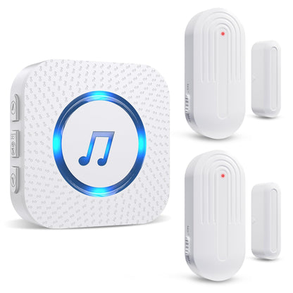SanJie Wireless Door Chime Sensor, When Door Opens, Entry Alarm for Business/Home/Kids, 5 Adjustable Volume Ringer Alert 2 Sensors + 1 Receivers, 500 FT Range,26 Chimes