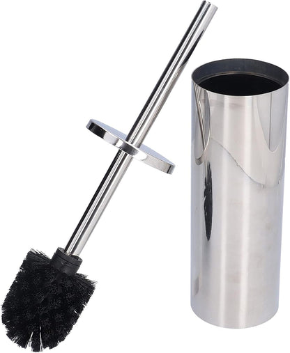 Toilet Brush and Holder Set, Stainless Steel Long Handle Toilet Bowl Cleaner, Soft Toilet Cleaning Brush (Silver)