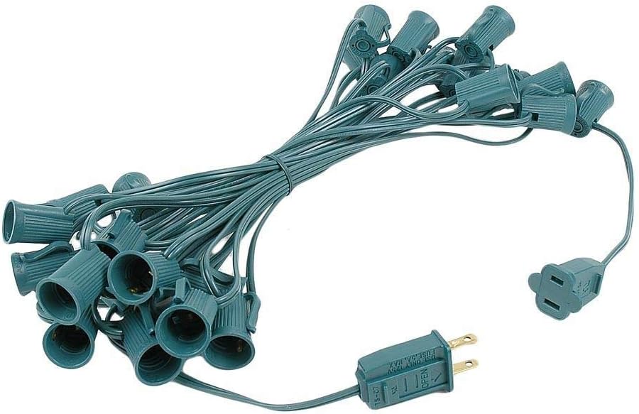 25 C9 Set Bulbs Foot Multi Ceramic Christmas String Light - Opaque - Roofline Light String - Green Wire