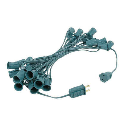 Novelty Lights C7 Pink Ceramic Christmas Lights Set - 25ft Outdoor String Lights - Green Wire - Opaque Bulbs