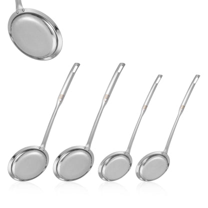 Stainless Steel Fine Mesh Strainer, Set of 4 Fine Mesh Sieve for Kitchen Cooking, Long Handle Food Strainer Steel Colander (Set of 2 Sizes)