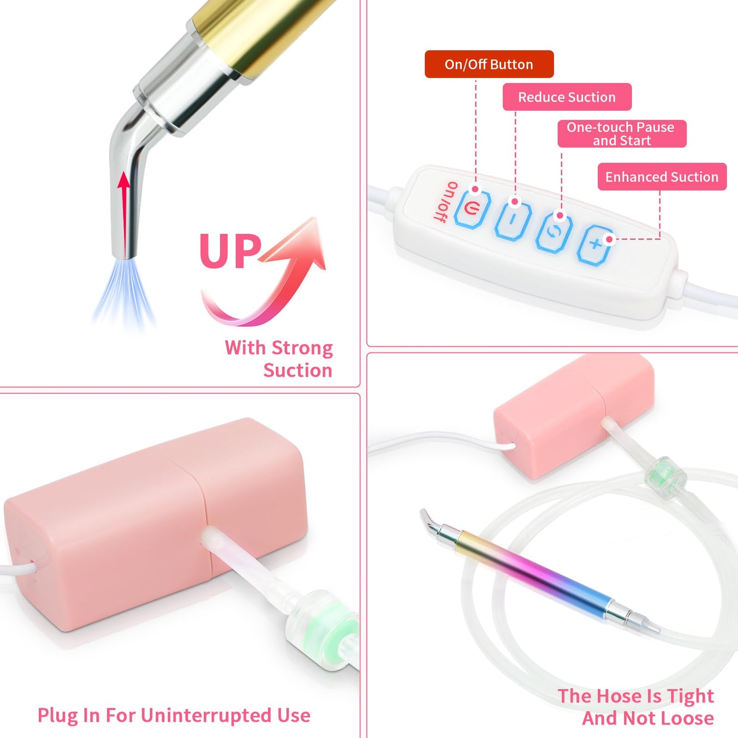 Electric Diamond Art Pen for Diamond Painting, Vacuum Diamond Art Pen with Storage Tray, Accessories Tool for Setting AB Stones Without Wax, Quiet and Long-Lasting (Pink)