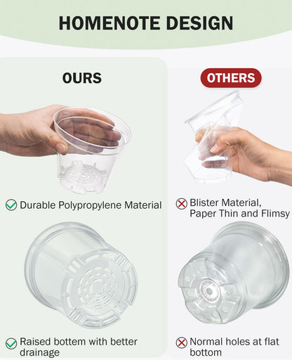 homenote Clear Nursery Pots for Plant,3/4/5 Inch Plant Pot for Planting Plastic Seedling with Drainage Holes Seed Starter Flower High Transparency 20 Labels Excellent Hardness(30 Pack)