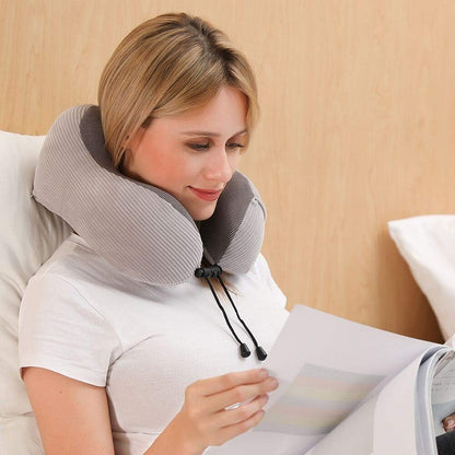 Travel Pillow, Memory Foam Neck Pillow with 360-Degree Head Support, Comfortable for Airplane & Home Use