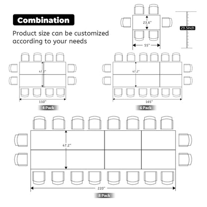 Folding Conference Tables,Flip Top Conference Room Tables,55.1 Inches Mobile Training Table with Silent Wheels,Modern Foldable Modular Boardroom Meeting Seminar Table for Office Classroom,8 Pack