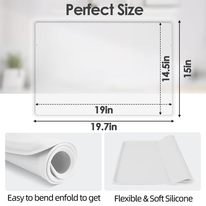 TOHONFOO Silicone Coffee Mat with Lip, 19.7'' x 15'' Heavy Duty Bar Mat, Coffee Tray for Countertop Fit Under Machine Pot Espresso Machine, Grey