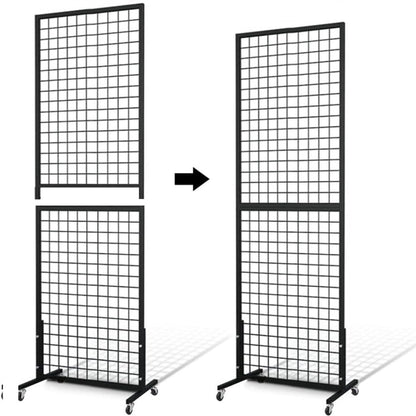 NectaCol Grid Wall Panels, 2 Packs 2'x 6' Gridwall Panels Tower with T-Base, Black Wire Grid Wall Display Rack, Craft Show Display Rack, Art Gridwall Display Stand