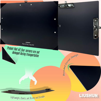 Aluminum 11x17 Clipboard A3 Metal Stainless Hangable Clipboards with 3 Clips Art Pen Holder Extra Large Clip Board for Business Medical Professionals Workshop (Black, A3)
