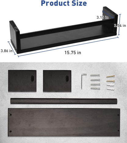Gneric Black Floating Shelves for Wall, 15.7 inch Kids Bookshelf, Wall Shelves for Living Room Bedroom Decor, Kitchen