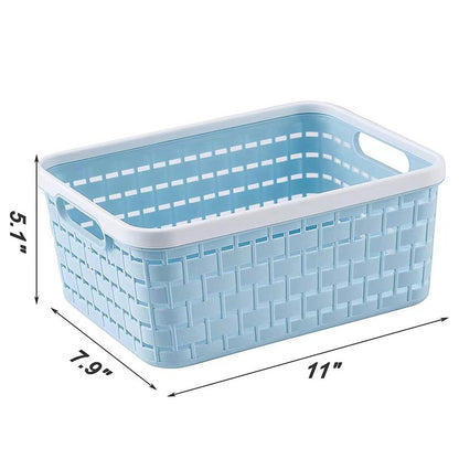 ANNIYA Plastic Storage Bin Baskets, Toilet Paper Basket for Bathroom, Plastic Organizer Shower Caddy with Handles for Living Room (Medium Pink 2 Pack)