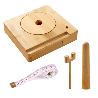 Portable Multi-Functional Wooden Yarn Spool Rotator with Phone Holder, Detachable Yarn Spool Box and Crochet Accessory Storage Box, Designed for Knitting Enthusiasts. (Original Wood Style)