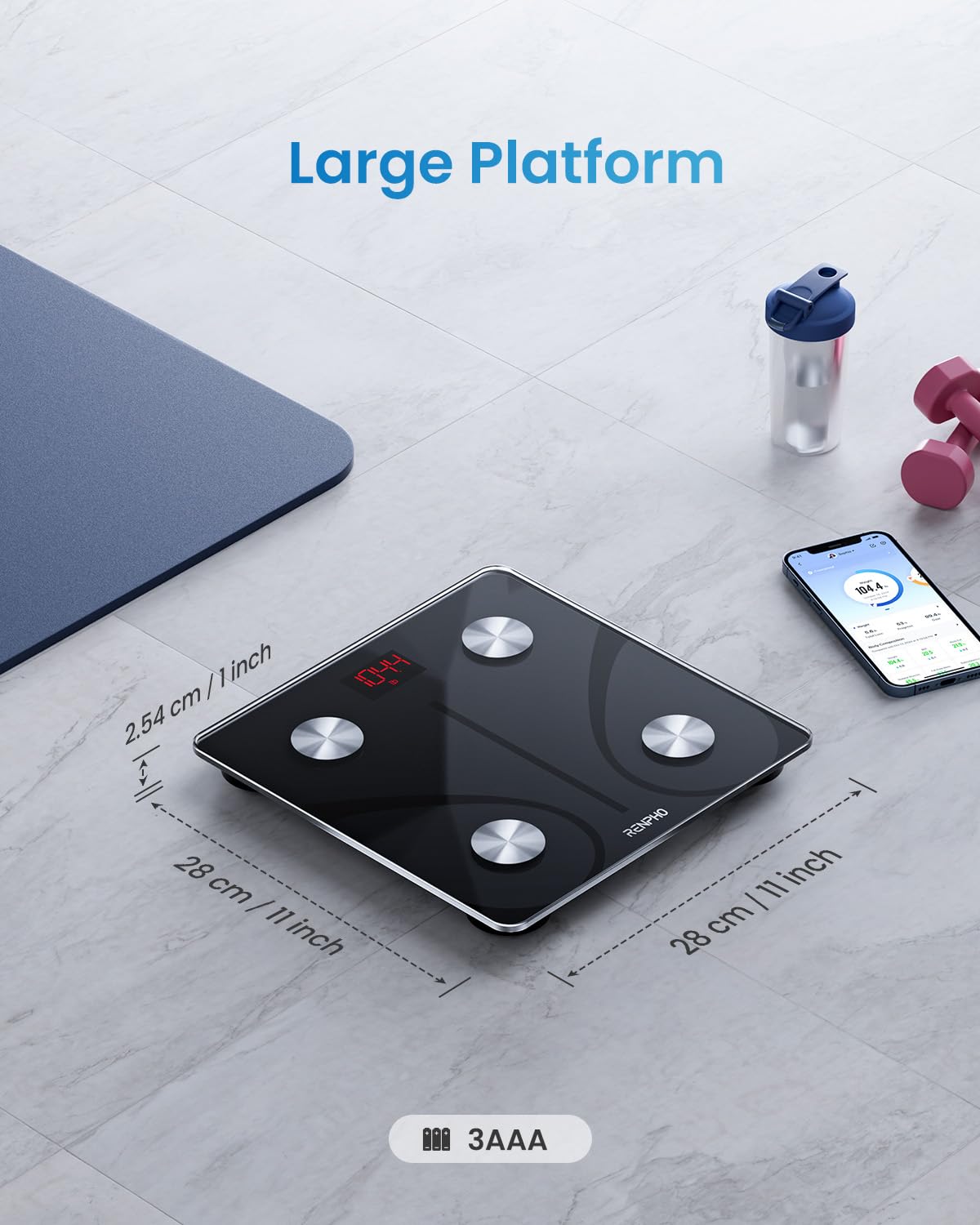 RENPHO Smart Scale for Body Weight, Digital Bathroom Scale BMI Weighing Bluetooth Body Fat Physician Scale, Body Composition Monitor Health Analyzer with Smartphone App, 400 lbs - Elis 1