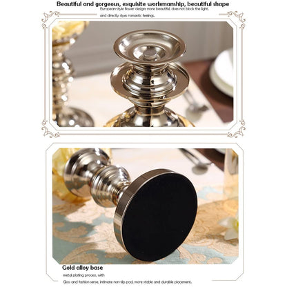 Candle Holder Neoclassic Candle Holder Living Room Home Candle Holder Decoration Metal Glass Dining Table Candle Holder Decoration Candlestick (Size : A)