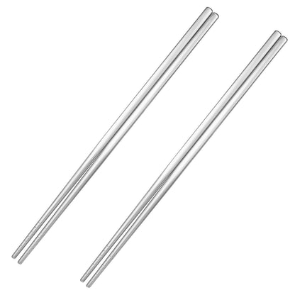 2 Pairs Titanium Chopsticks, Pure Titanium Metal Chopsticks, Ultralight and Reusable Chopstick, Durable Dishwasher Safe Eco-Friendly, for Camping Home Travel, Silver, 9 inch