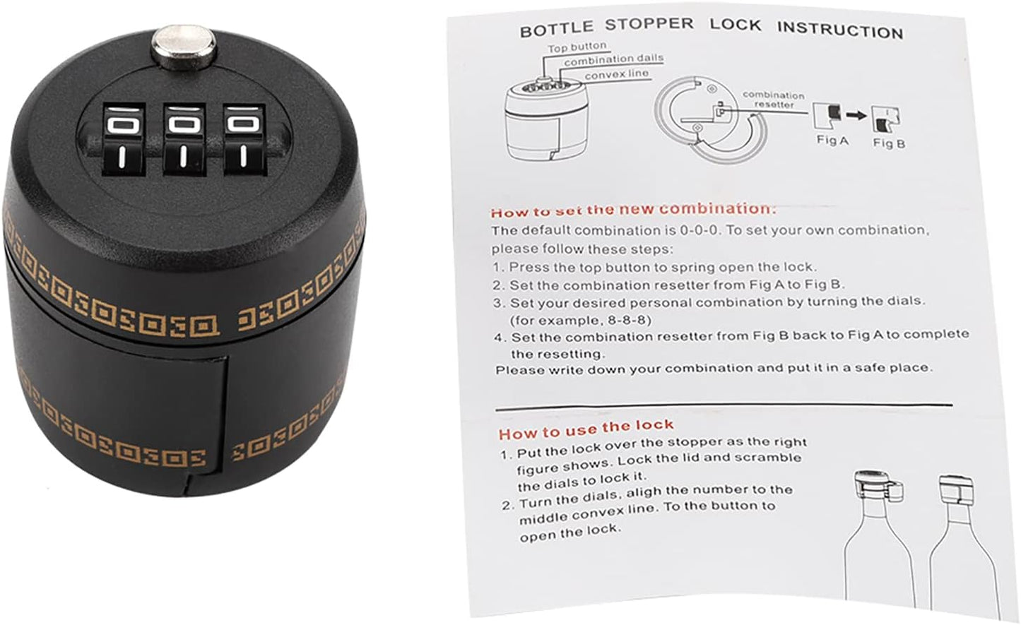 Wine Stoppers with Combination Password Lock - Reusable Digital Lock for Wine & Liquor Bottles