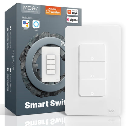 MOES Zigbee Smart Switches 2 Gang, No Neutral Wire, Require MOES Zigbee Hub, Double Inteligente Light Switch, Compatible with Alexa Google Assistant, Support Tuya Smart Life