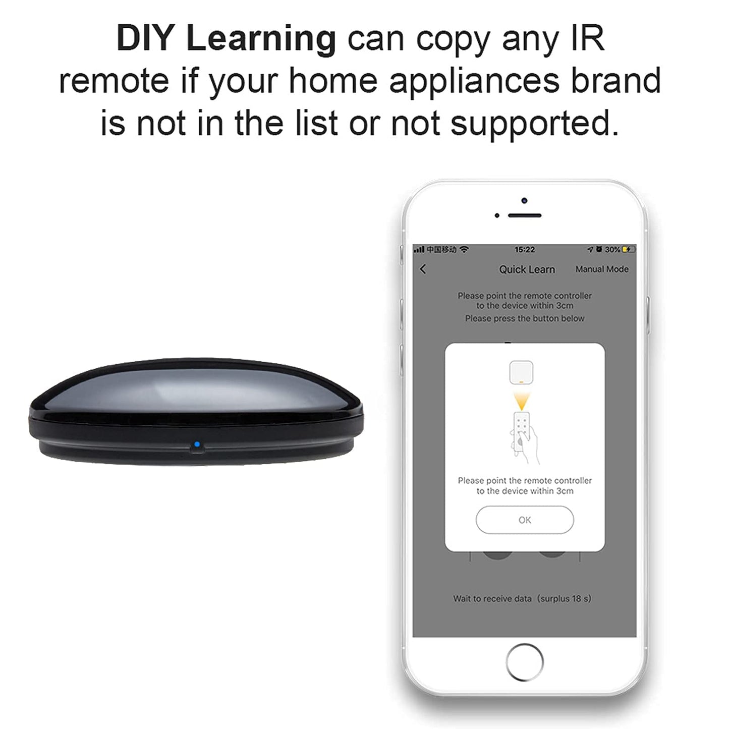 Smart IR Remote Control,All in One IR Blaster Control, Universal WiFi Infrared Remote Control for TV DVD Air Conditioner STB etc,Compatible with Alexa, Google Assistant