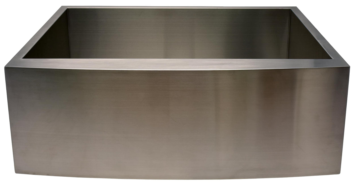 Alpha Sinks 21" Apron Front Farmhouse Sink - Stainless Steel, Single Bowl, 16-Gauge T304, Curved Apron Design - Premium Construct, Fast Drainage, Non-Toxic, Soundproof - Ideal for Modern Kitchens