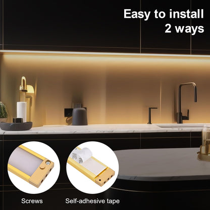 BLESSINGLUX 2pack 20inch Dimmable LED Under Cabinet Light Kit, 2700K to 6000K Smart LED Under Counter Lighting Fixture, Compatible with Alexa, Google Assistant, for Kitchen, Pantry, Shelf (Gold)