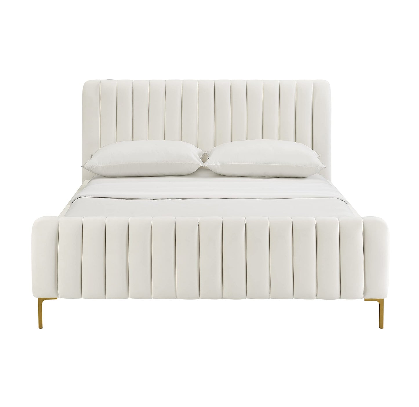 Tov Furniture Angela Velvet Bed in Full (Cream)