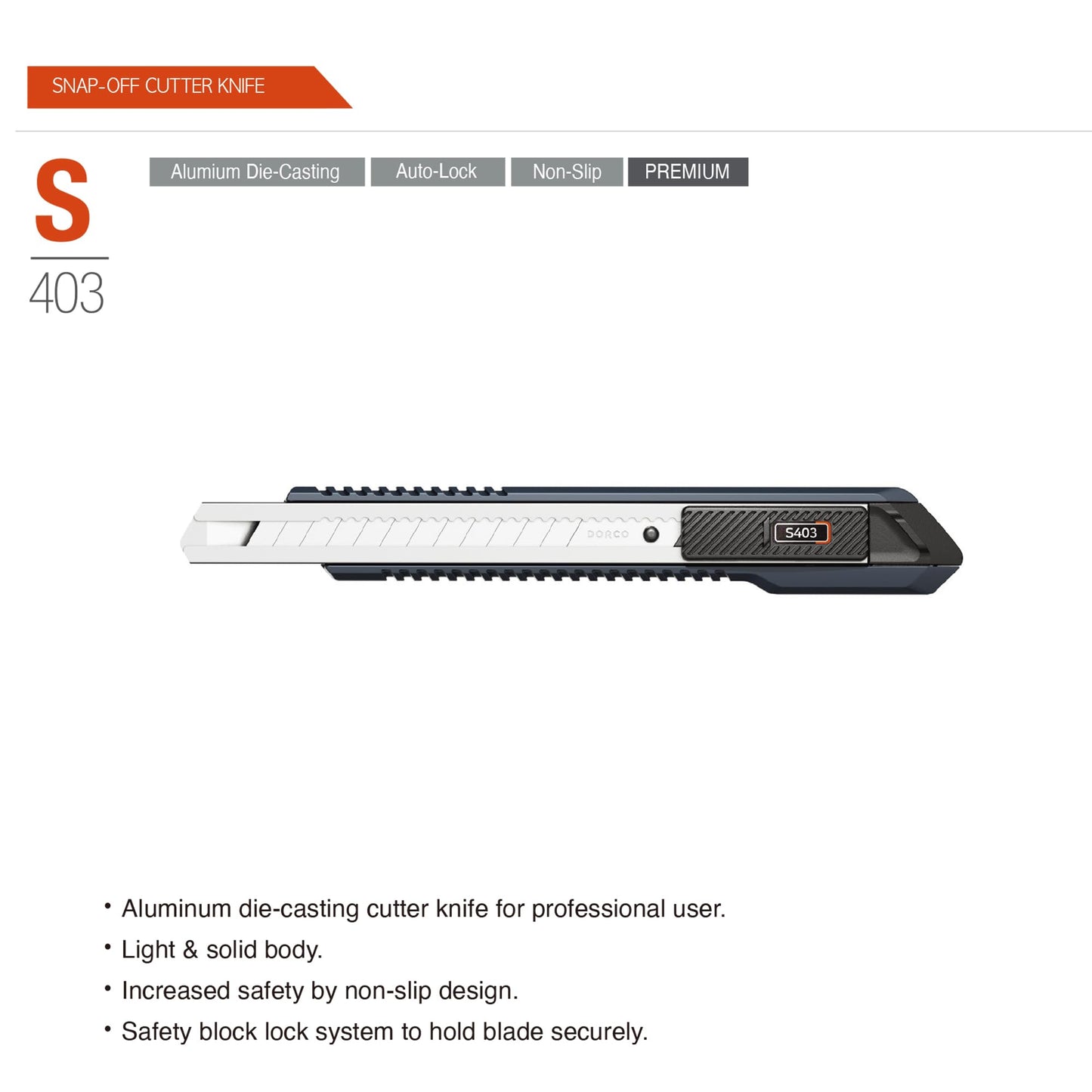 DORCO Cutter - Professional Craft & Design Tool for Artists and Designers - Ergonomic with Professional Blades, Office Knife Tool, Utility Knife, Snap off blades (S403with 11 Blades)