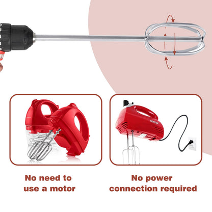 Hand Mixer Beaters used with Standard Hand Drill,Meat Chopper,Hamburger Chopper,Potato Masher,304 Stainless Steel Meat Whisk for Stirring Eggs,Chocolate,Butter,Patties and Cream