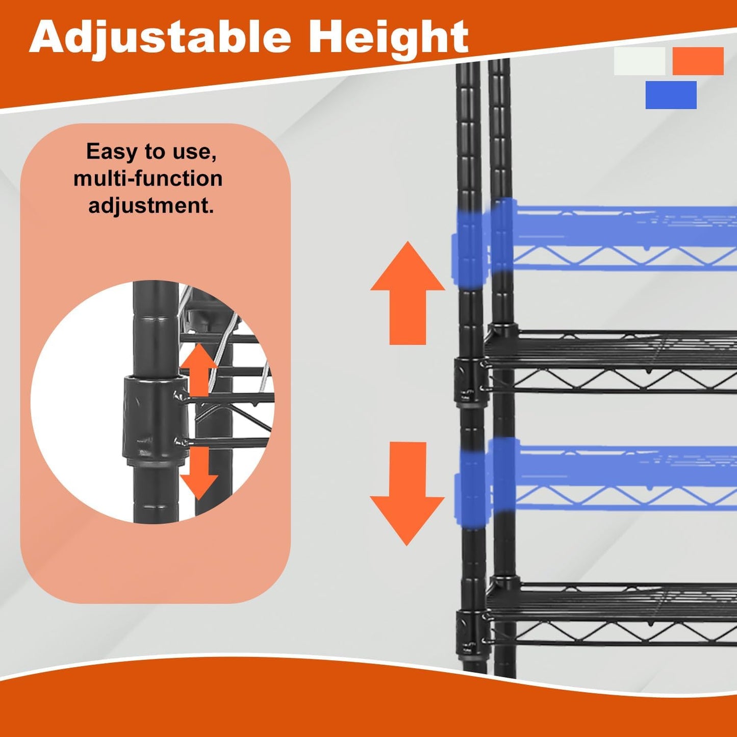 3-Tier 23"x13"x31" 170 lbs PayLessHere | Wire Shelf with Wheels | | Black | Adjustable Racks | Heavy-Duty Storage