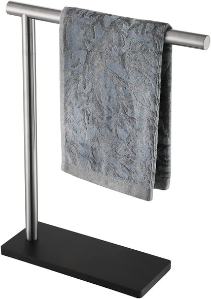 JQK Hand Towel Holder Stand, Brushed Stainless Steel Free Standing Rack with 12 Inch Bar