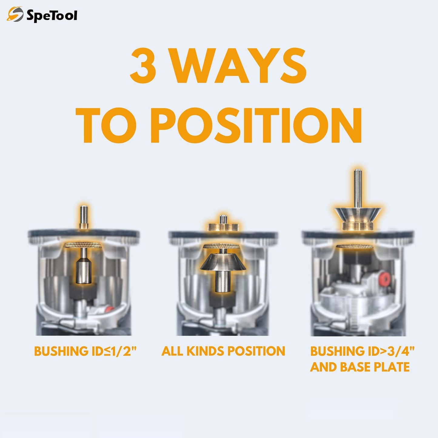 SpeTool Spiral Upcut Router Bit 1/2 Inch Shank with Extra Long Life Coating with SpeTool Brass Router Template Bushing Guide Set