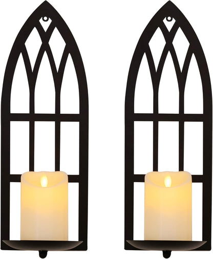 15.8'' Set Set 2 HPC Decor Candle Sconce of Two- Black Metal Candle Wall Sconces- Wall Sconce Candle Holder - Sconces