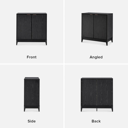 mopio Brooklyn Fluted Storage Cabinet, Modular Accent Buffet Sideboard with Adjustable Shelf, FSC Certified 50lb Load Modern Farmhouse Wood Credenza for Dining, Living Room, Entryway (Black, Single)