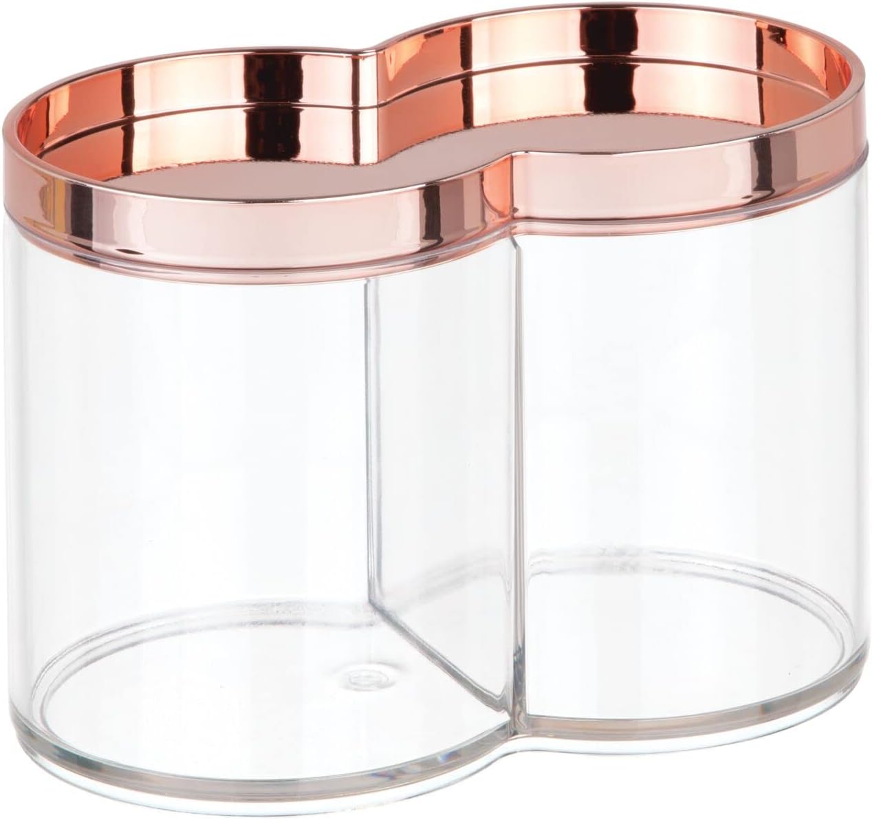 mDesign Plastic Canister Jar Organizer Set with Storage Lid - Clear/Rose Gold Lumiere Collection for Bathroom/Restroom