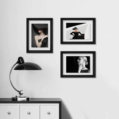 YOTINTIN 11x14 Floating Frames 2 Pack Wooden Photo Frame Double Sided Glass Picture Frame for Any Size Picture up to 11x14, Wall Mount or Tabletop Displays, Double-edged Frames, Black