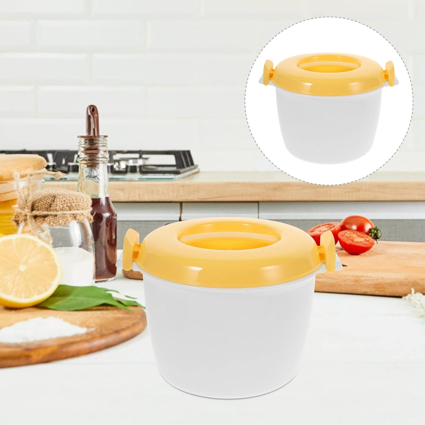 SHERCHPRY Microwave Rice Cooker, Plastic Microwave Pressure Cooker with Locking Lid for Cooking Steaming