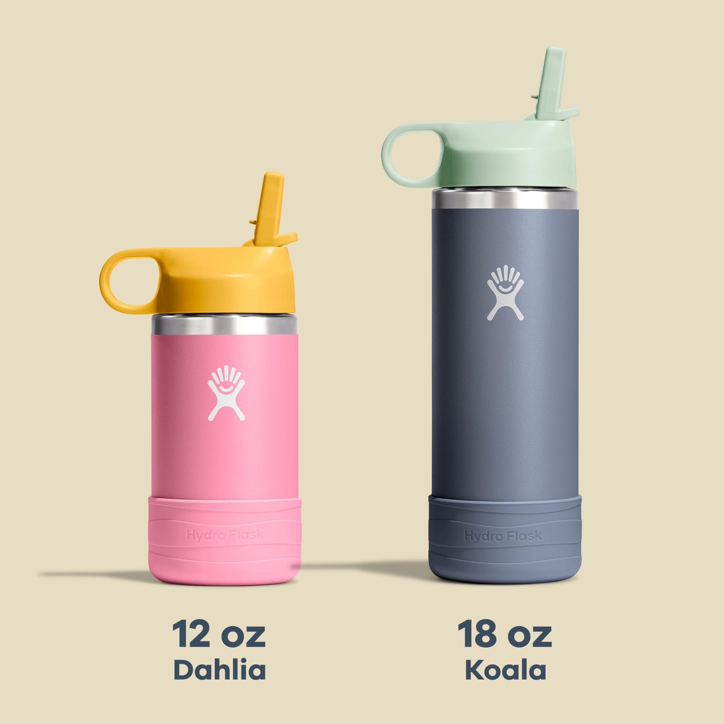 Hydro Flask Kids Water Bottle for School - Stainless Steel and Insulated with Straw Cap - 18 Oz Coconut