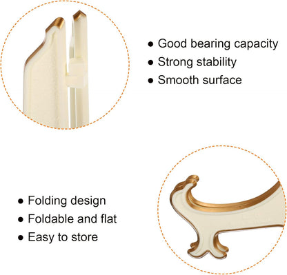 PATIKIL 5" Acrylic Decorative Plate Stand Holder, 4 Pack Table Use Foldable Picture Easel for Photos, White Gold