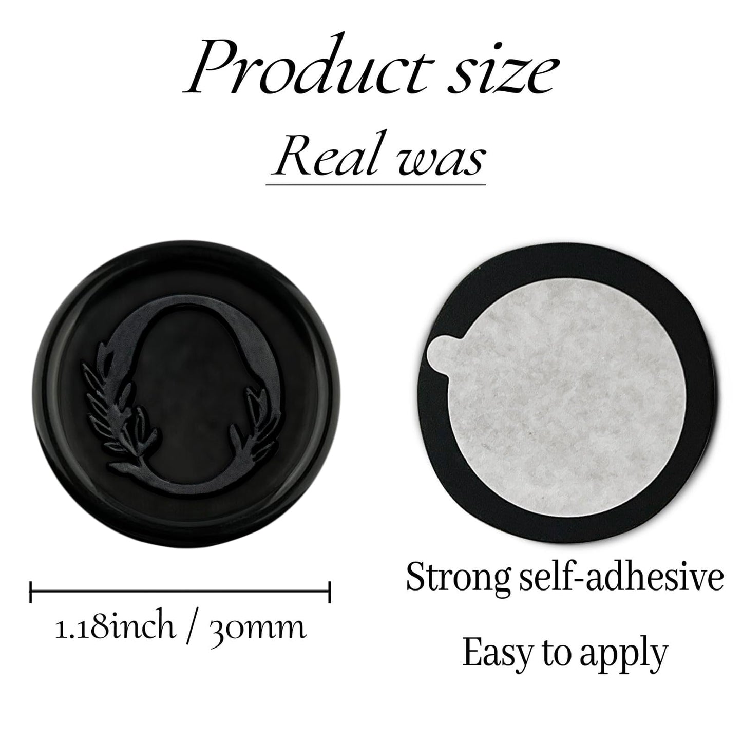 50Pcs Black Wax Seal Stickers Handmade Vintage Botanical Leaves Adhesive Letter Wax Stickers for Wedding Party Invitations, Envelope, Gift Wrap, Christmas(Initial O, Black)