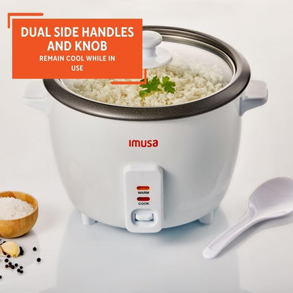 IMUSA USA GAU-00012 Electric Non-Stick Rice Cooker, 5-Cup (Uncooked) 10-Cup (Cooked), White
