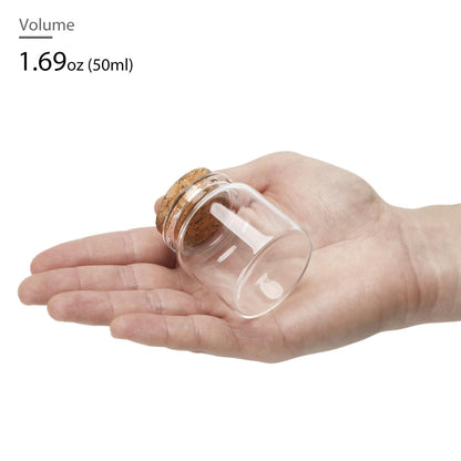 50ml / 1.69 oz. 10pcs Mini Glass Bottles with Cork, Small Glass Jars, Potion Bottles, Glass Vials, Message in a Bottle, Spell Jars with Cork Lids for Display Party Favors DIY Decoration Wedding Gift