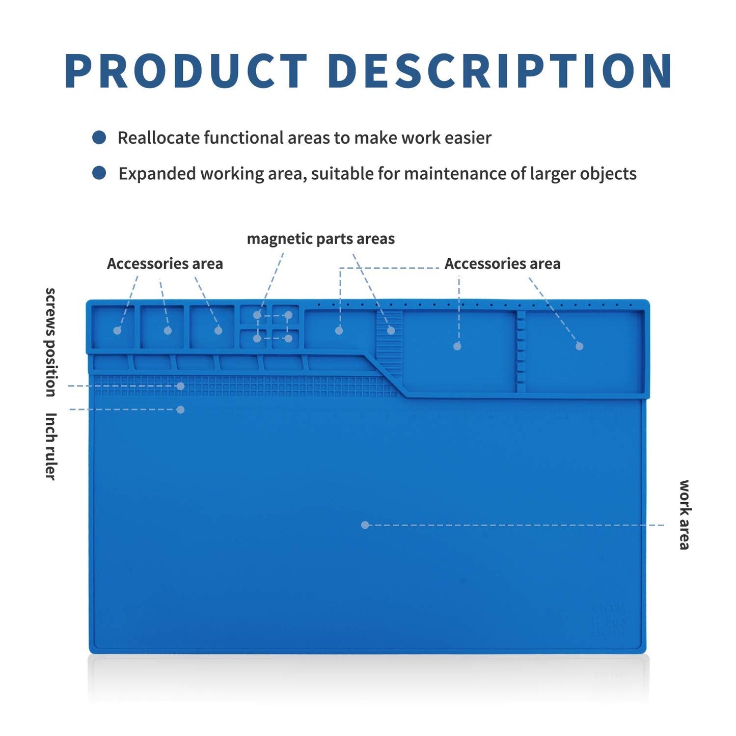 Hengtianmei Heat Insulation Silicone Repair Mat with Scale Ruler and Screw Position for Soldering Iron, Phone and Computer Repair Size: 22 x 14 Inches (H-203)