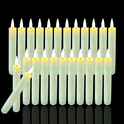 24 Packs Flameless Taper Candles Battery Operated Fake 6.3 Inch Long Candle Light LED Flameless Candlesticks Flickering Tapered for Wedding, Halloween, Christmas No Remote